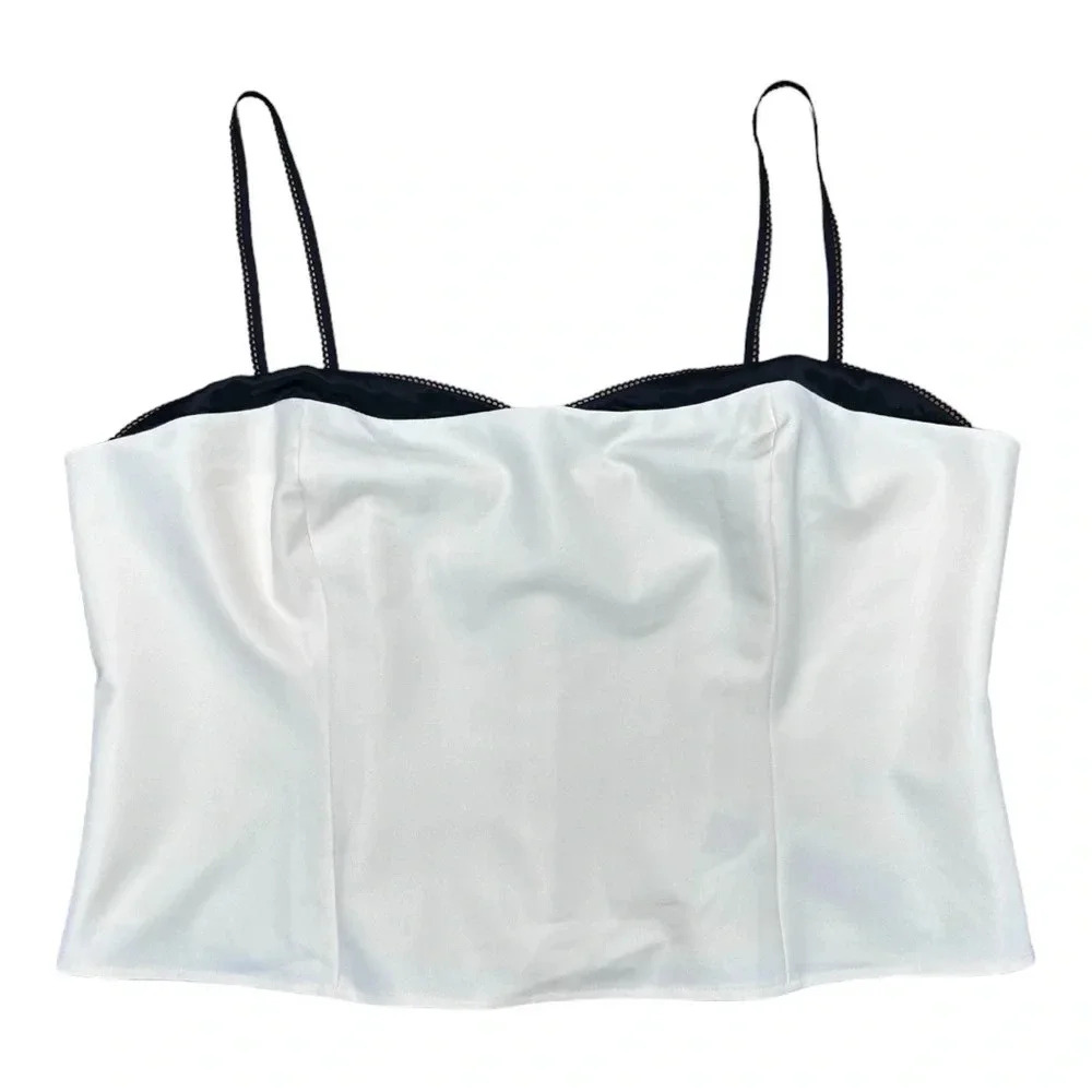 Reformation White Bustier Camisole with Black Trim